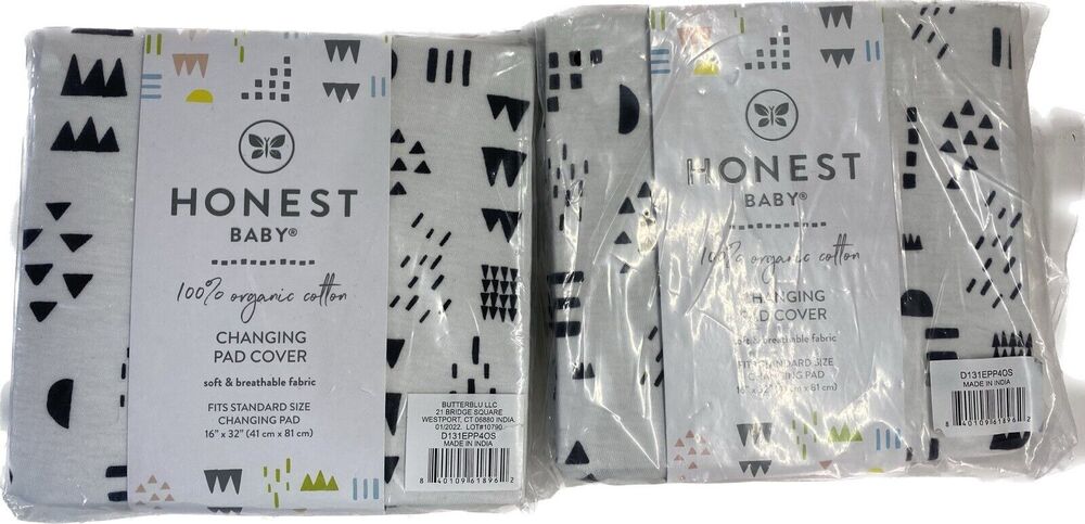 Honest Baby Changing Pad Covers Set of 2 100% Organic Cotton Easy Care Soft